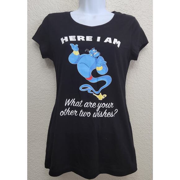 Disney Black Genie Here I Am What Are Your Other Two Wishes? Graphic Shirt 7 9 - Picture 1 of 3